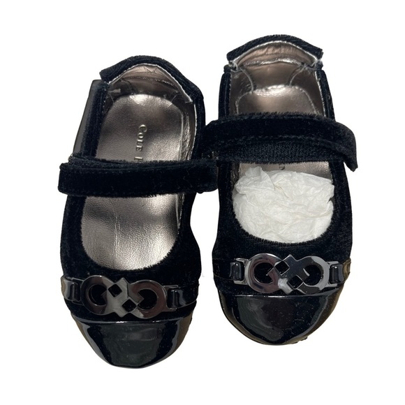 Cole Hana Mini Adler Bit Mary Jane flats in black with silvertone hardware sz 3 - Picture 1 of 7
